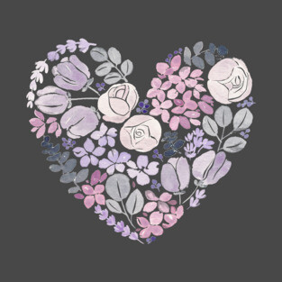 Purple Floral Heart Watercolour T-Shirt