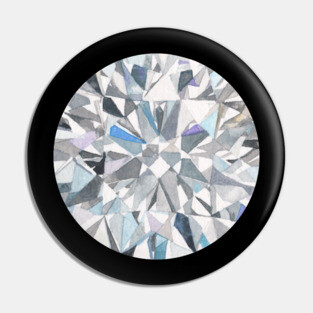Diamond Gemstone Watercolour Painting Pin