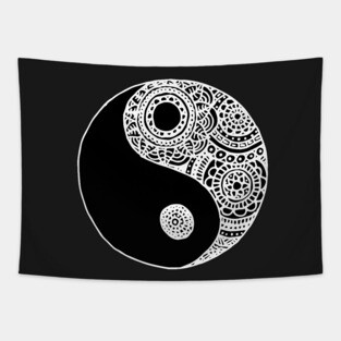 Black and White Yin Yang Tapestry