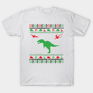 Dinosaur Christmas Sweater T-Shirt