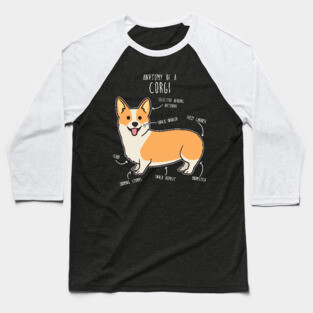 Corgi Anatomy Baseball T-Shirt