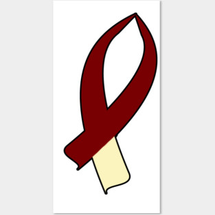 Awareness Ribbon (Burgundy & Cream) Posters and Art