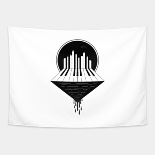 Piano Skyline Tapestry