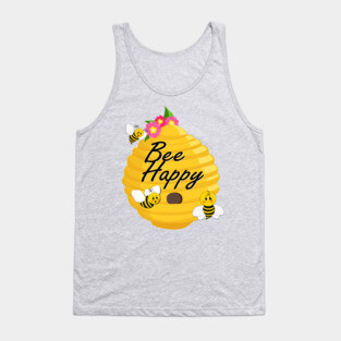 Bee happy with bees, a beehive and flowers Tank Top