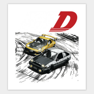 initial d downhill mountain drifting ae86 vs fd Sticker
