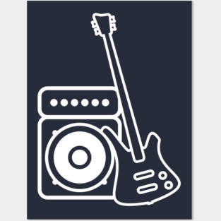 Bass Guitar (White) Posters and Art