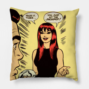 Mary Jane Watson - Face It, Tiger... Panel (Vintage Halftone Colors) Pillow