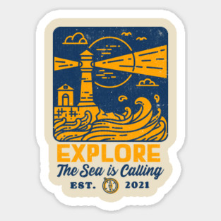 The Sea is calling The Beach the Ocean explore vintage distressed look Magnet