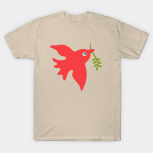 RED BIRD PEACE Cute Charming Baby Animal with Olive Branch - UnBlink Studio by Jackie Tahara T-Shirt