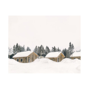 Snowy Winter Landscape with Houses and Trees T-Shirt