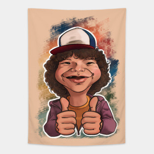 Dustin thumbs up caricature Tapestry