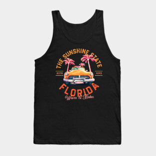 Florida, The Sunshine State Retro Summer Surf & Travel Art Tank Top