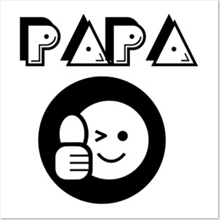 Papa Father Thumbs Up Icon Round Posters and Art