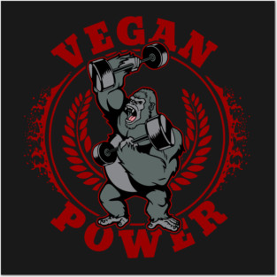 Vegan Power Bodybuilder Gorilla Posters and Art