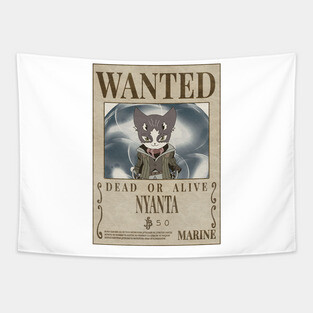Nyanta Cool Cute Cat Wanted Poster Tapestry