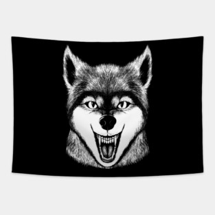 Snarling Wolf - Blanc Tapestry