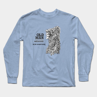 Old Man of the Mountain 2 Color list of Peaks on back Long Sleeve T-Shirt