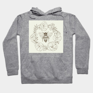 Honey Bee in a Lisianthus Wreath Hoodie