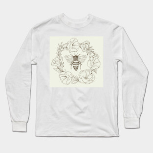 Honey Bee in a Lisianthus Wreath Long Sleeve T-Shirt