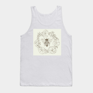 Honey Bee in a Lisianthus Wreath Tank Top