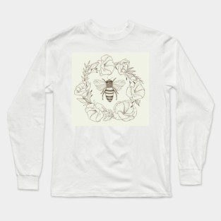 Honey Bee in a Lisianthus Wreath Long Sleeve T-Shirt