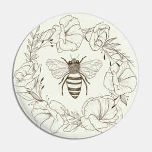 Honey Bee in a Lisianthus Wreath Pin