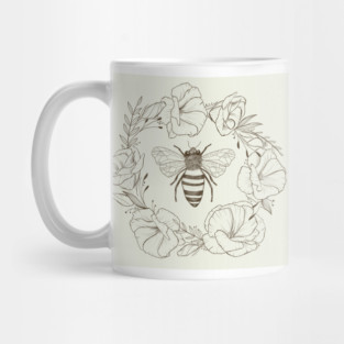 Honey Bee in a Lisianthus Wreath Mug