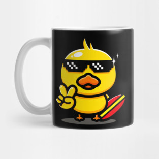 Cool Duck With Surfboard Summer Surfing Vacation Mug