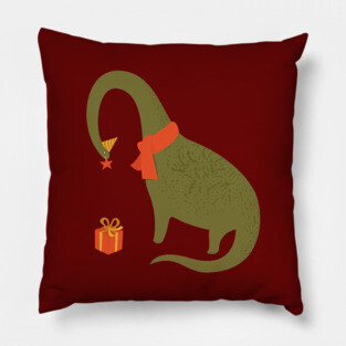 Christmas Brontosaurus Pillow