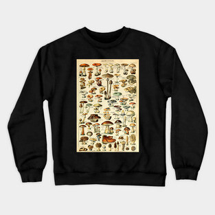 Champignons Mushrooms Vintage Botanical Illustration Crewneck Sweatshirt