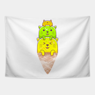 Of Cats, Ice cream and Cones - Melting Cool Cats Tapestry