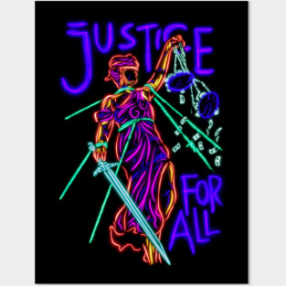Justice for all neon popart Posters and Art