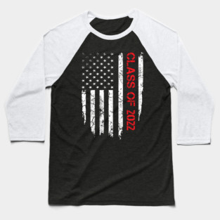 Senior Class Of 2022 Graduation Patriotic American Flag Baseball T-Shirt