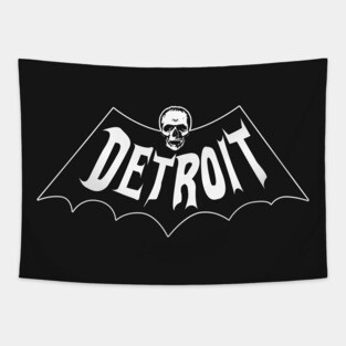 Detroit Skull Bat Tapestry