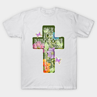 Floral Jesus Names Cross T-Shirt