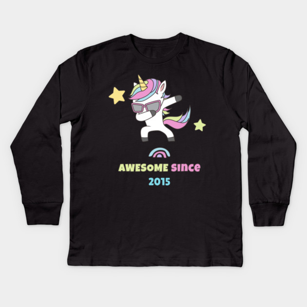 Awesome Since 2015 Kids Long Sleeve T-Shirt by Pixel Threads 
