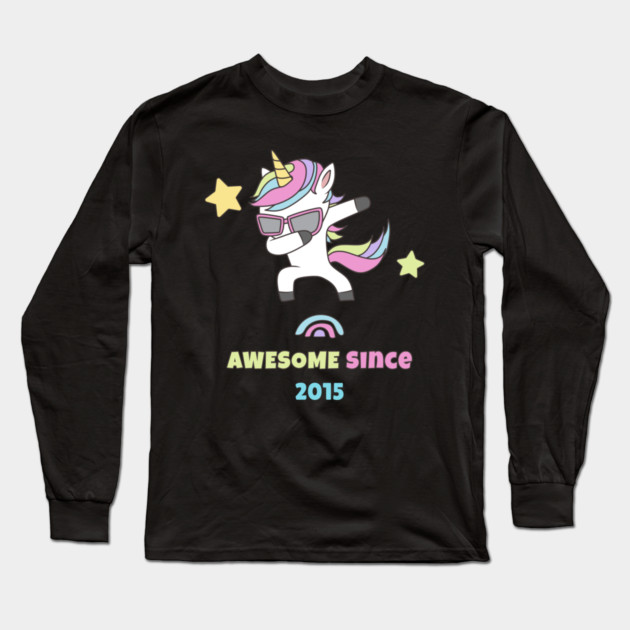 Awesome Since 2015 Long Sleeve T-Shirt by Pixel Threads 