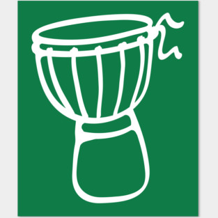 Simple Djembe Drum (white) Posters and Art