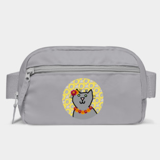 Funny Marigold Floral Cat Portrait Bag