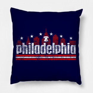 Vintage RETRO PHILLY SKYLINE RED WHITE AND BLUE PHILADELPHIA FAN Pillow