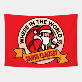 Where in the World is Santa Clause? (Red) Tapestry