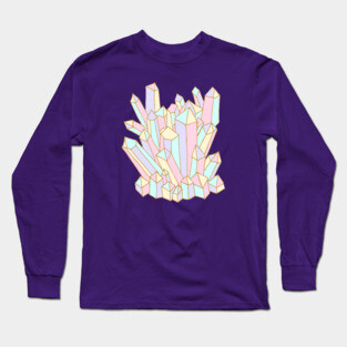 MAGICAL HEALING CRYSTAL GEM in Pastel Pink Mint Purple Yellow - UnBlink Studio by Jackie Tahara Long Sleeve T-Shirt
