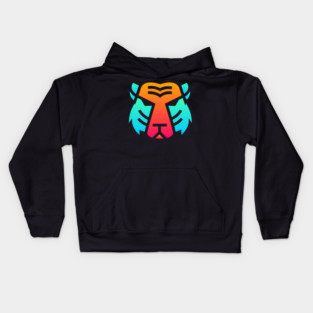 Trippy Psychedelic Rave Tiger Kids Hoodie