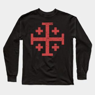 Crusader Cross Of Jerusalem | Renaissance Festival Design Long Sleeve T-Shirt