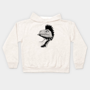 Crested punk velociraptor Kids Hoodie