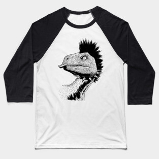 Crested punk velociraptor Baseball T-Shirt