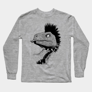 Crested punk velociraptor Long Sleeve T-Shirt