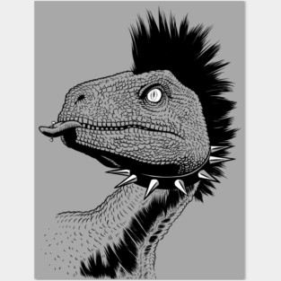 Crested punk velociraptor Posters and Art