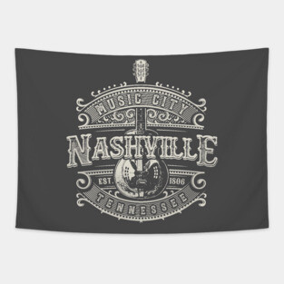Nashville Music City Tennessee Guitar Vintage Tapestry