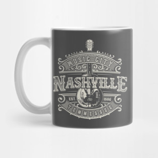 Nashville Music City Tennessee Guitar Vintage Mug